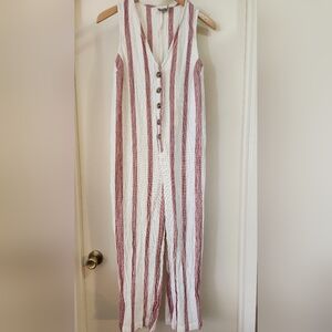 ASOS | Jumpsuit In Stripe With Horn Button‎ Detail 100% Cotton Romper Size 6